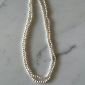 Long Continuous Pearl Necklace, can be Doubled or Knotted - 27 Inches Flat